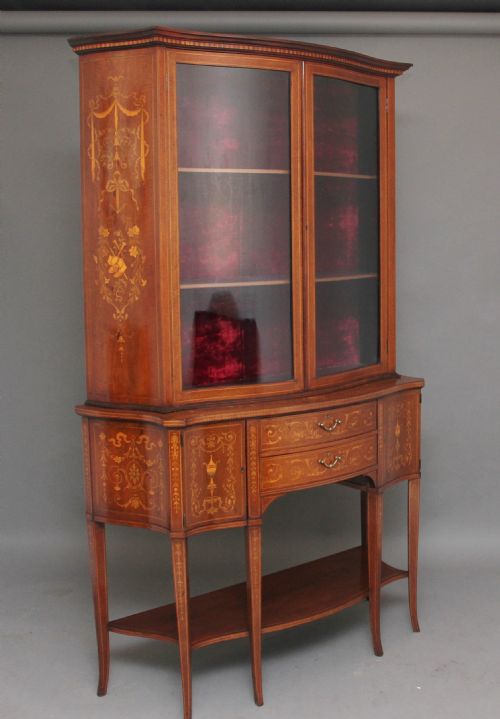 19TH CENTURY INLAID MAHOGANY DISPLAY CABINET - ADDITIONAL PHOTO 5