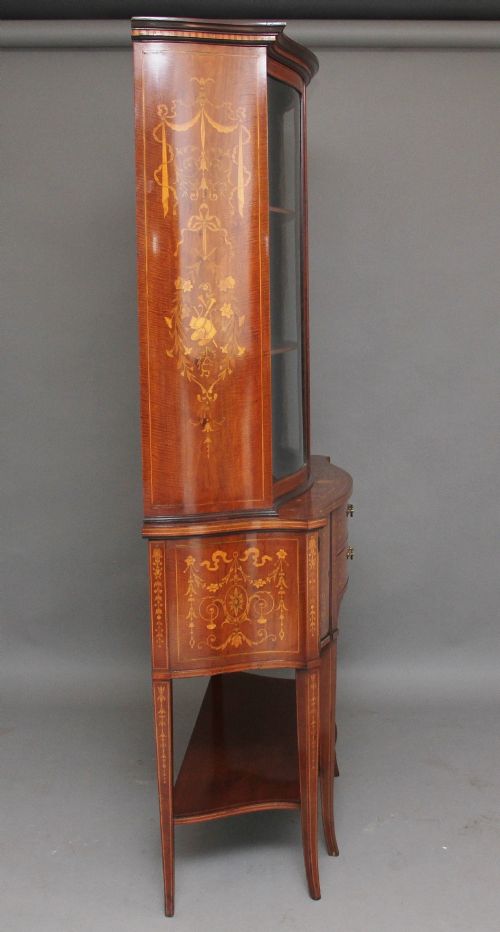 19TH CENTURY INLAID MAHOGANY DISPLAY CABINET - ADDITIONAL PHOTO 6