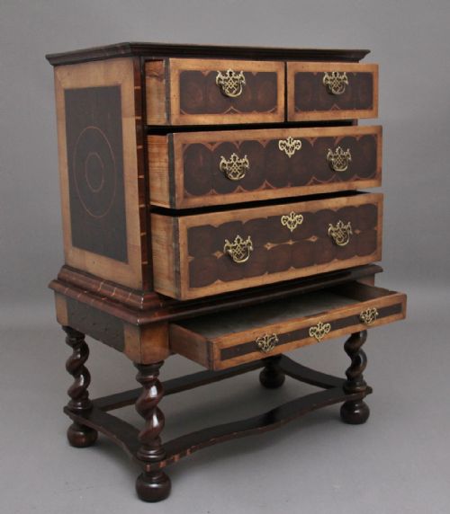 EARLY 20TH CENTURY LABURNAM OYSTER CHEST ON STAND - ADDITIONAL PHOTO 2