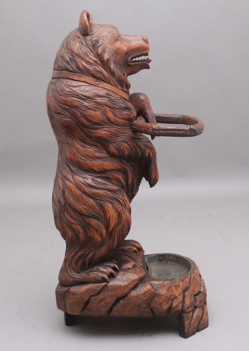 19TH CENTURY ANTIQUE BLACK FOREST BEAR STICK STAND - ADDITIONAL PHOTO 1