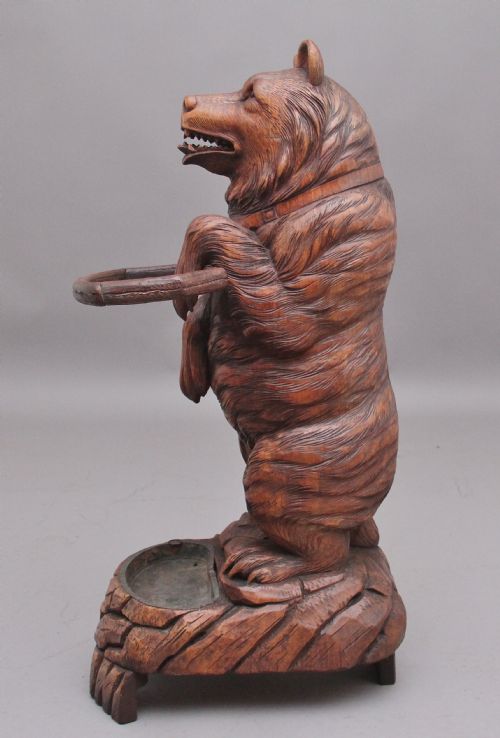 19TH CENTURY ANTIQUE BLACK FOREST BEAR STICK STAND - ADDITIONAL PHOTO 3