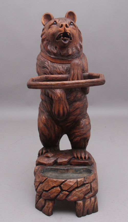 19TH CENTURY ANTIQUE BLACK FOREST BEAR STICK STAND - ADDITIONAL PHOTO 4
