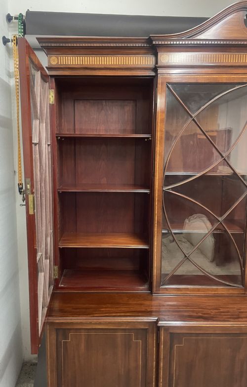 19THCENTURY INLAID MAHOGANY BREAKFRONT BOOKCASE - ADDITIONAL PHOTO 3