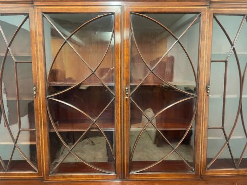 19THCENTURY INLAID MAHOGANY BREAKFRONT BOOKCASE - ADDITIONAL PHOTO 5