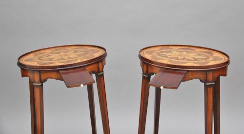 PAIR OF SHERATON REVIVAL MAHOGANY AND INLAID URNS STANDS - ADDITIONAL PHOTO 3