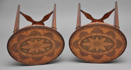PAIR OF SHERATON REVIVAL MAHOGANY AND INLAID URNS STANDS - ADDITIONAL PHOTO 4