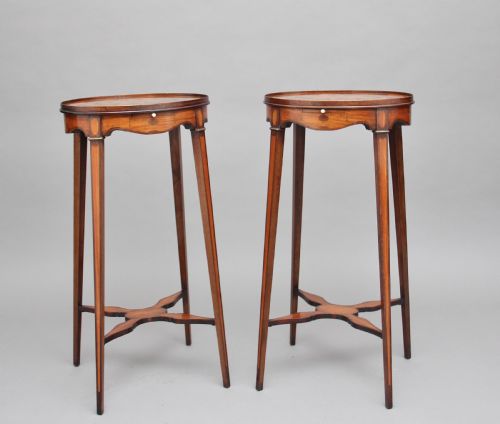 PAIR OF SHERATON REVIVAL MAHOGANY AND INLAID URNS STANDS - ADDITIONAL PHOTO 6