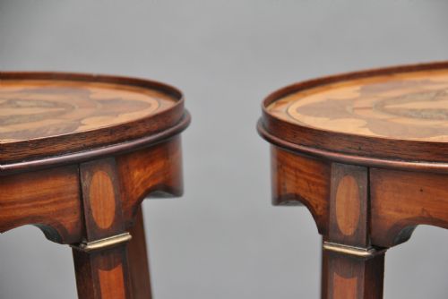 PAIR OF SHERATON REVIVAL MAHOGANY AND INLAID URNS STANDS - ADDITIONAL PHOTO 13
