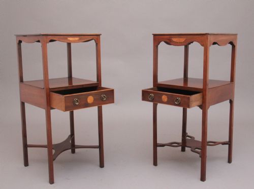 NEAR PAIR 19TH CENTURY INLAID MAHOGANY BEDSIDE TABLES - ADDITIONAL PHOTO 1