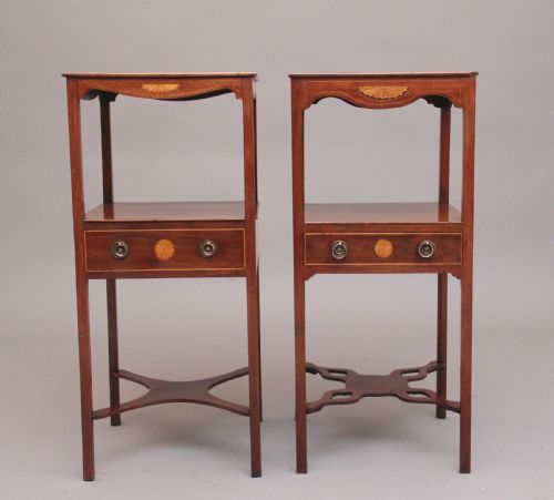 NEAR PAIR 19TH CENTURY INLAID MAHOGANY BEDSIDE TABLES - ADDITIONAL PHOTO 2