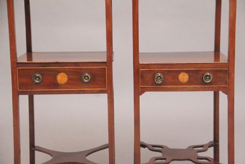 NEAR PAIR 19TH CENTURY INLAID MAHOGANY BEDSIDE TABLES - ADDITIONAL PHOTO 3