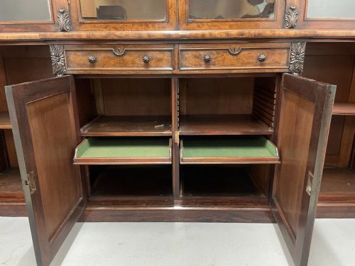 ANTIQUE EARLY 19TH CENTURY MAHOGANY BREAK FRONT BOOKCASE - ADDITIONAL PHOTO 4