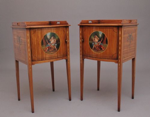 PAIR EARLY 20TH CENTURY SATINWOOD BEDSIDE CABINETS