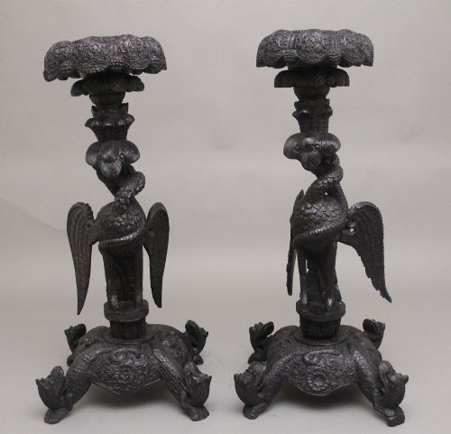 PAIR 19TH CENTURY ANGLO INDIAN CARVED TORCHERS - ADDITIONAL PHOTO 1