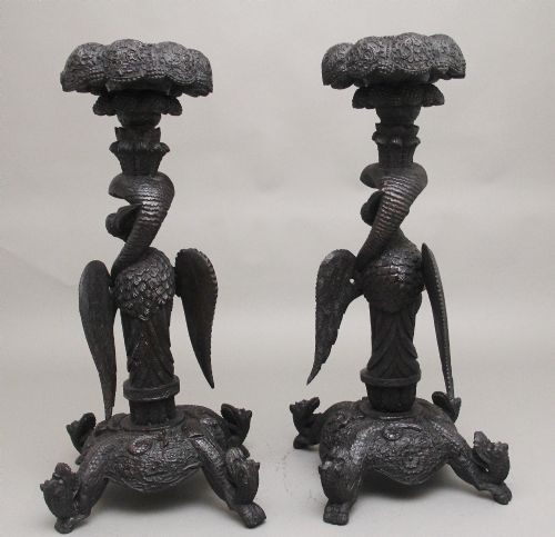 PAIR 19TH CENTURY ANGLO INDIAN CARVED TORCHERS - ADDITIONAL PHOTO 3