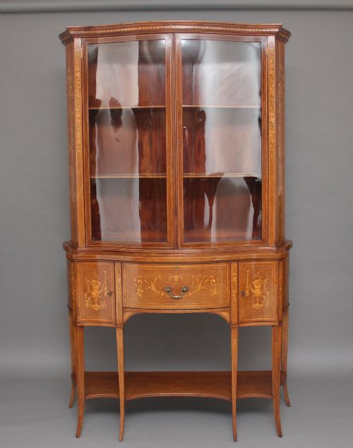 19TH CENTURY MAHOGANY INLAID DISPLAY CABINET