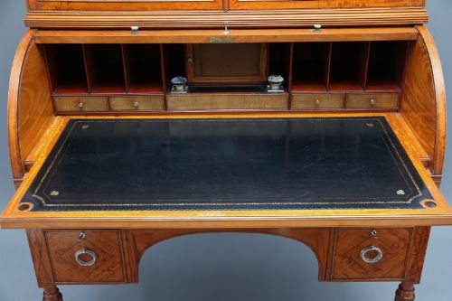 19TH CENTURY SATINWOOD CYLINDER BOOKCASE BY EDWARDS ROBERTS - ADDITIONAL PHOTO 3