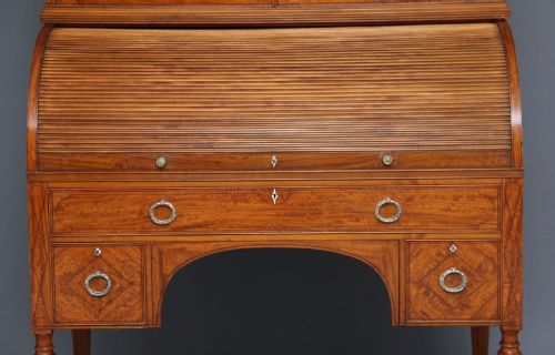 19TH CENTURY SATINWOOD CYLINDER BOOKCASE BY EDWARDS ROBERTS - ADDITIONAL PHOTO 8
