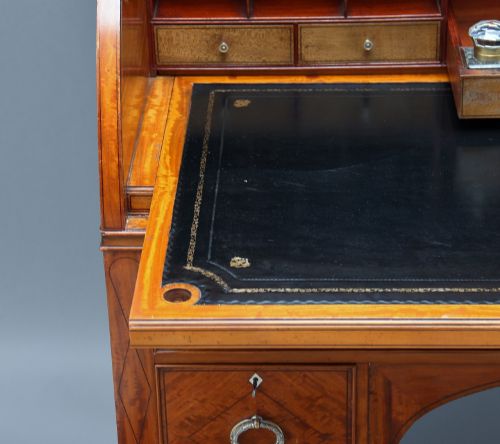 19TH CENTURY SATINWOOD CYLINDER BOOKCASE BY EDWARDS ROBERTS - ADDITIONAL PHOTO 10