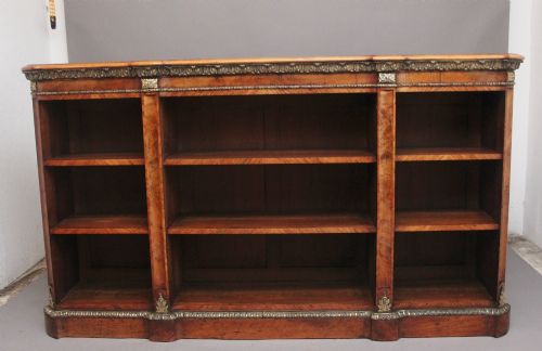 19TH CENTURY WALNUT AND ORMOLU OPEN BOOKCASE BY JOHNSTONE AND JEANES