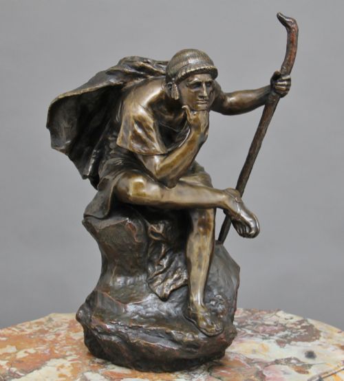 Large 19th Century bronze of Oedipus meditating