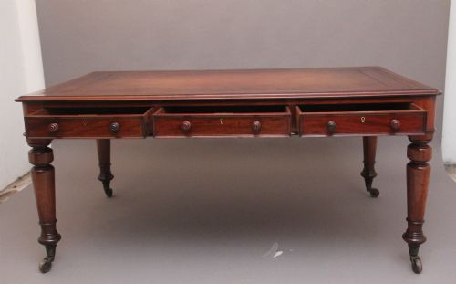 19TH CENTURY ANTIQUE MAHOGANY PARTNERS WRITING TABLE - ADDITIONAL PHOTO 6
