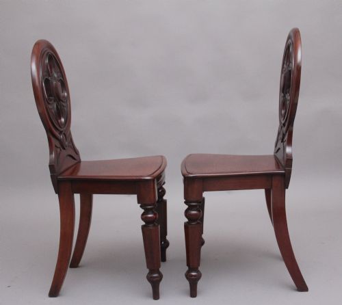 PAIR OF 19TH CENTURY ANTIQUE MAHOGANY HALL CHAIRS - ADDITIONAL PHOTO 2