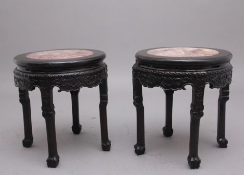 A PAIR OF 19TH CENTURY CHINESE CARVED HARDWOOD OCCASIONAL TABLES - ADDITIONAL PHOTO 1