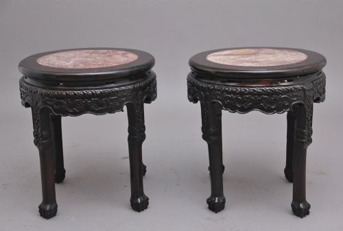A PAIR OF 19TH CENTURY CHINESE CARVED HARDWOOD OCCASIONAL TABLES - ADDITIONAL PHOTO 7