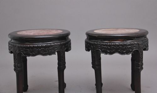 A PAIR OF 19TH CENTURY CHINESE CARVED HARDWOOD OCCASIONAL TABLES - ADDITIONAL PHOTO 8