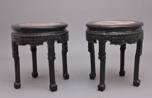A PAIR OF 19TH CENTURY CHINESE CARVED HARDWOOD OCCASIONAL TABLES - ADDITIONAL PHOTO 9