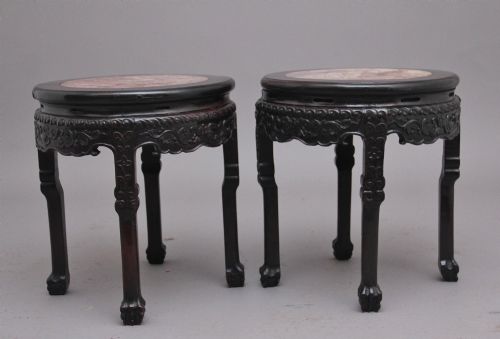 A PAIR OF 19TH CENTURY CHINESE CARVED HARDWOOD OCCASIONAL TABLES - ADDITIONAL PHOTO 10