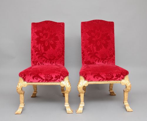 A PAIR OF GEORGE I STYLE GILTWOOD CHAIRS - ADDITIONAL PHOTO 1