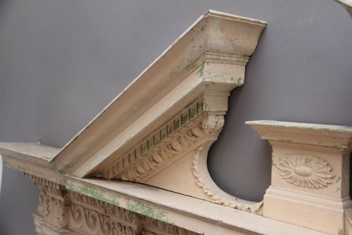 SUPERB QUALITY ANTIQUE 18TH CENTURY PAINTED PINE OVERMANTLE - ADDITIONAL PHOTO 4
