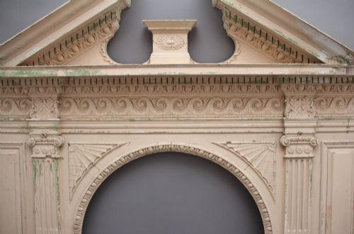 SUPERB QUALITY ANTIQUE 18TH CENTURY PAINTED PINE OVERMANTLE - ADDITIONAL PHOTO 5