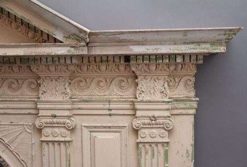 SUPERB QUALITY ANTIQUE 18TH CENTURY PAINTED PINE OVERMANTLE - ADDITIONAL PHOTO 6