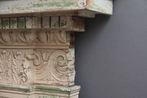 SUPERB QUALITY ANTIQUE 18TH CENTURY PAINTED PINE OVERMANTLE - ADDITIONAL PHOTO 8
