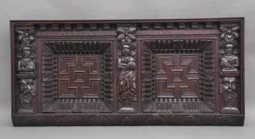 17TH CENTURY AND LATER CARVED OAK OVERMANTLE