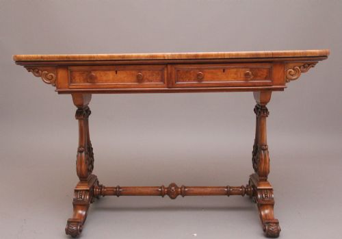 19THCENTURY ANTIQUE BURR WALNUT LIBRARY TABLE - ADDITIONAL PHOTO 2