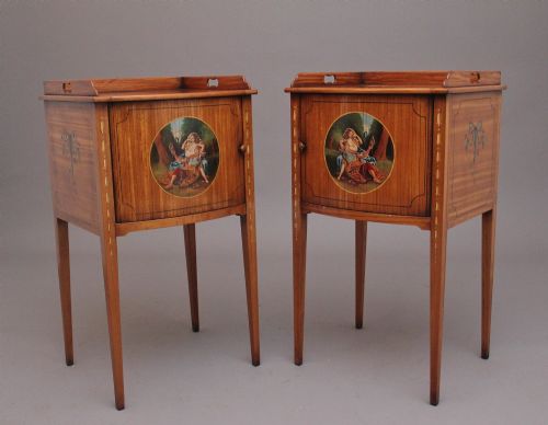 Pair Early 20th Century Satinwood Bedside Cabinets