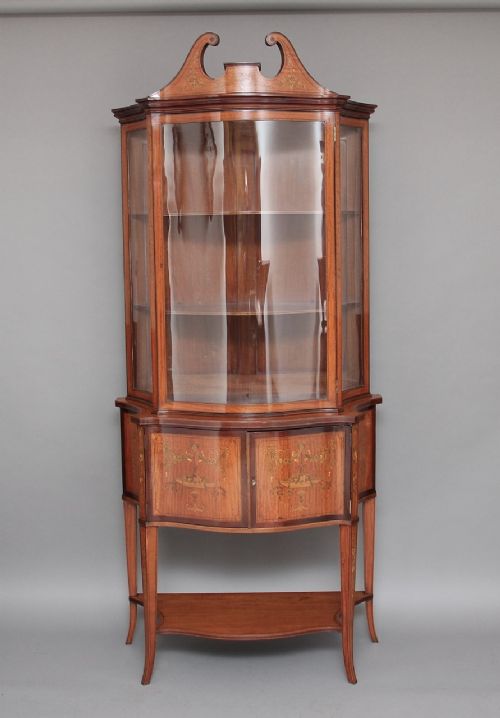 19th Century Satinwood Inlaid Display Cabinet