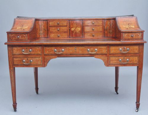 19th Century Satinwood and Inlaid Carlton House Desk