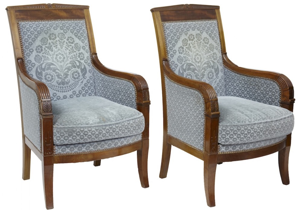 Pair mahogany armchairs