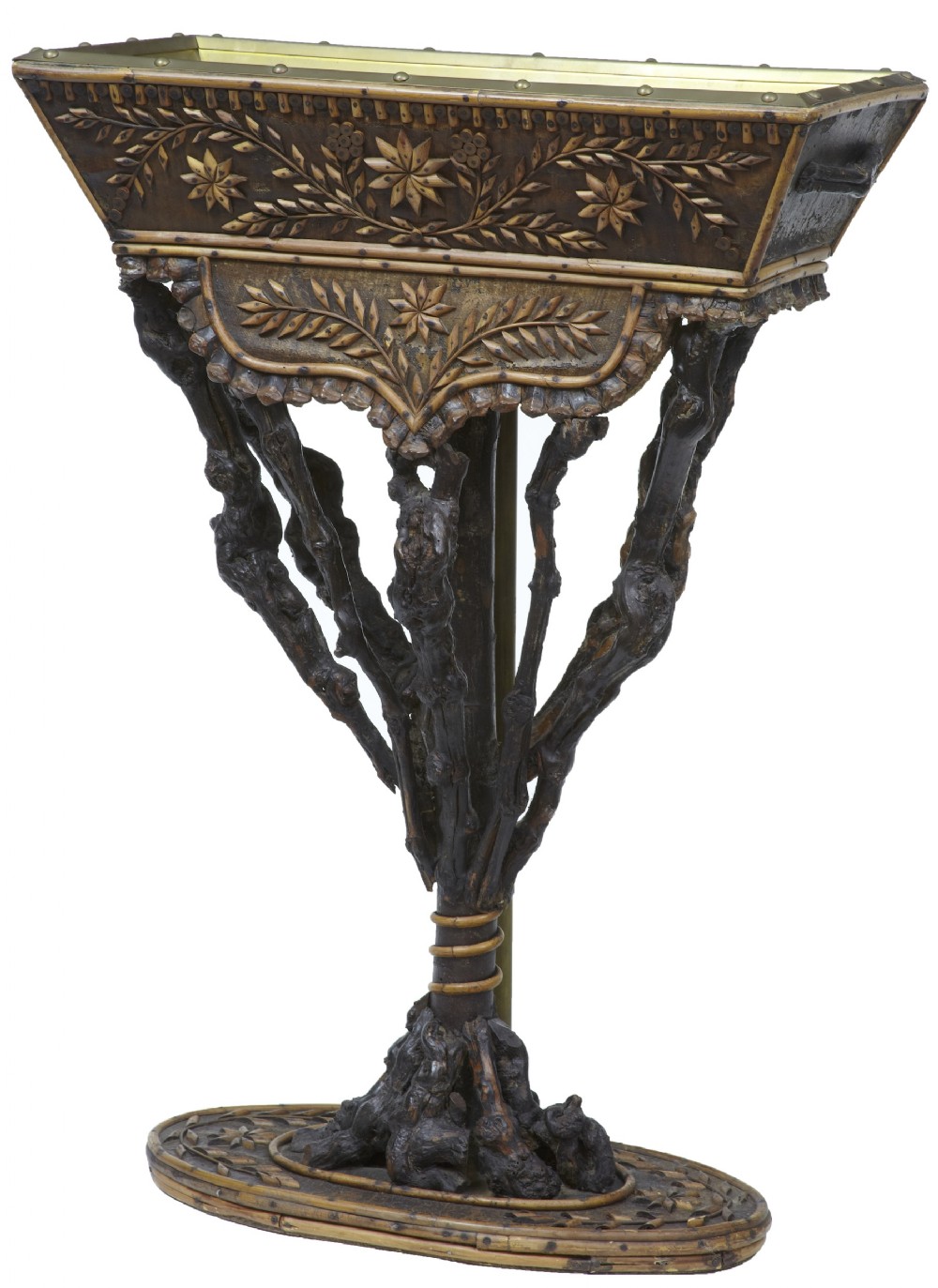 19th century Bamboo and birch jardiniere