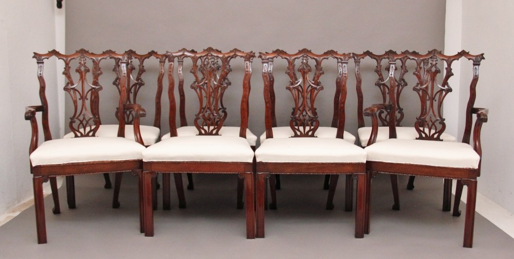 Set of carved mahogany chairs