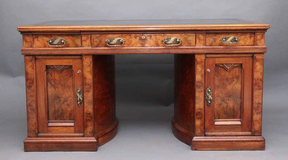 Walnut pedestal desk