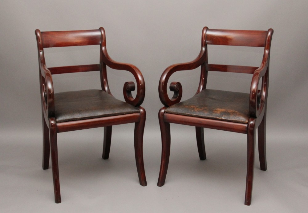 Pair mahogany armchairs