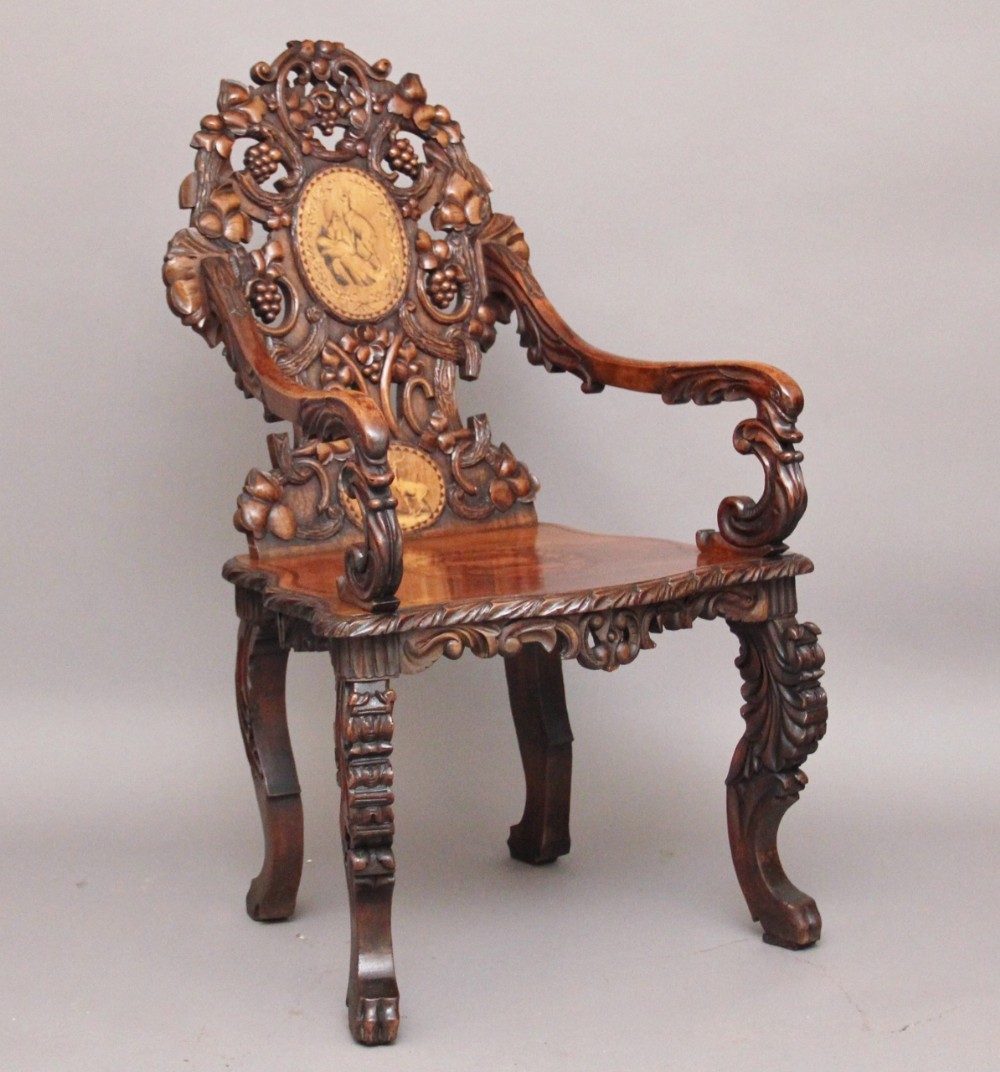 Carved walnut chair