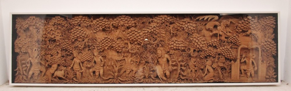 Early 20th century Far eastern carved wood panel