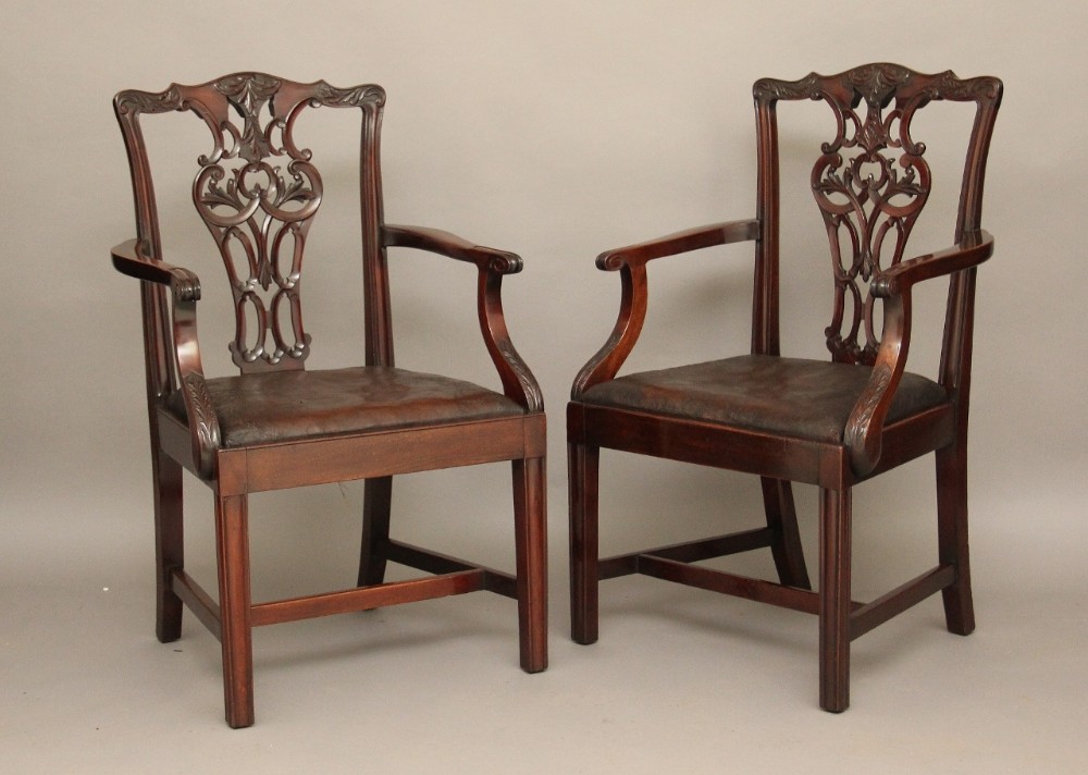 Pair mahogany armchairs